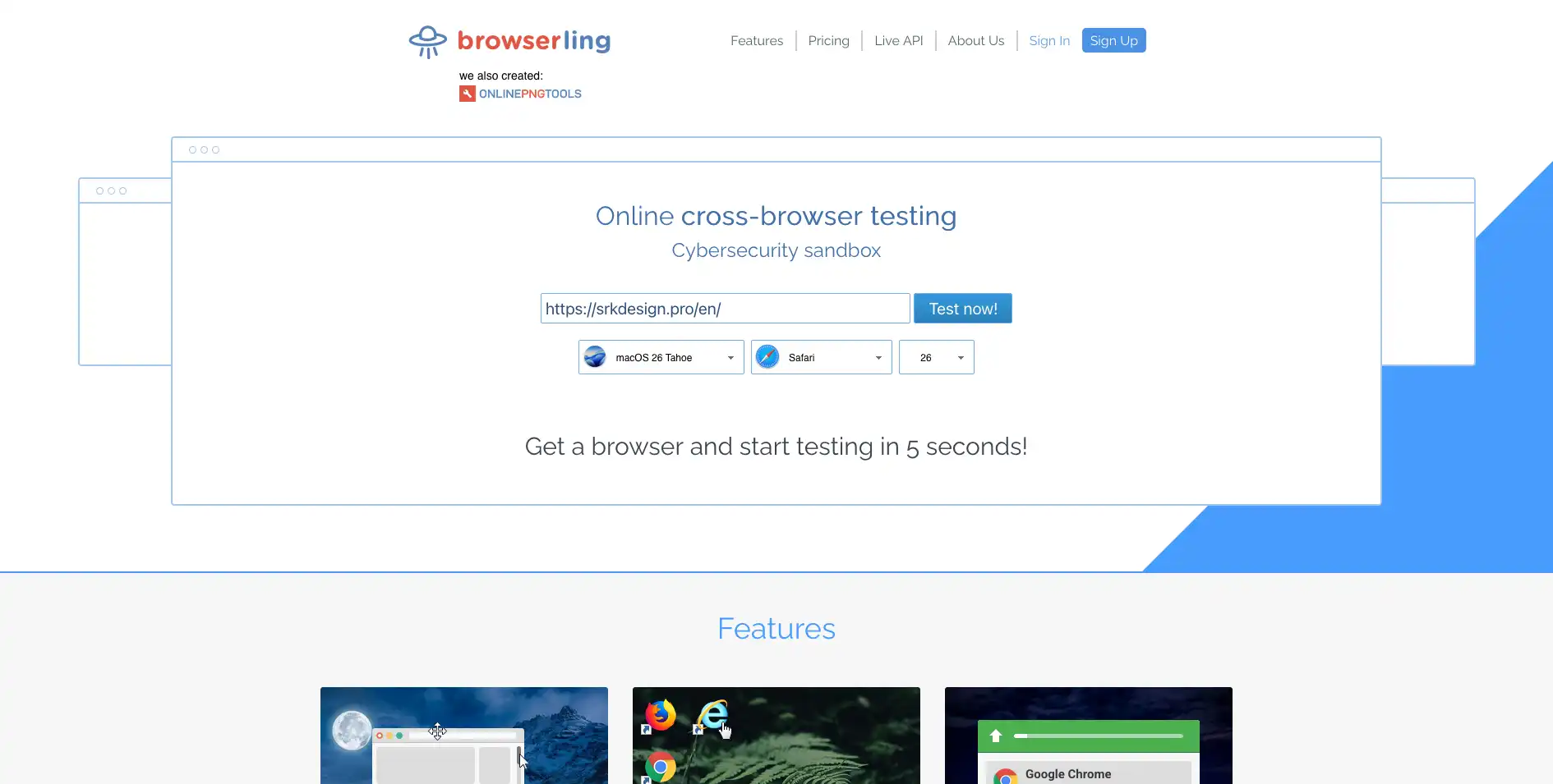 Главная страница Browserling